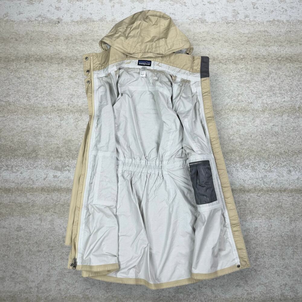 Vintage Y2K Patagonia Windbreaker Jacket Womens S Tan Trench Coat Style Length - Picture 2 of 7
